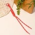 Red braided paracord keychain with metal loop ring for phone or backpack accessory - Bright Red