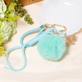 Detail of mint blue butterfly moon pendant with rhinestone and heart shaped carabiner - Letter Q