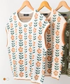 Close-up of knit crop tops with delicate floral patterns and round neck details - Multicolor Display