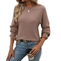 Damen Langarmshirt in Mauve mit Rippenstrick und eleganten Rüschendetails am Ärmel - S / Khaki