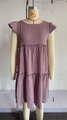 Robe d'été bohème mauve avec manches à volants et jupe à plusieurs niveaux - Violet (Affichage Photo)