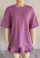 Women's lavender short sleeve T-shirt and ruffled shorts two-piece casual lounge set - S / Top And Bottom / Purple