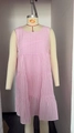 Pink and white gingham sleeveless tiered summer midi dress on a mannequin display - Pink White Plaid