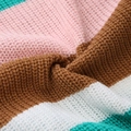 Knit sweater with colorful stripes in pink, brown, white and turquoise ribbed texture - Multicolor Detail