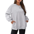 Sweat-shirt femme gris clair à col rond avec poches latérales et coupe Y2K décontractée - S / Gris