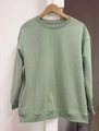 Relaxed fit sage green crewneck sweatshirt with side slits and ribbed cuffs - Sage Green (Real Photo)