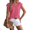 Damen Strick-Oberteil in Rosé-Pink mit Rundhalsausschnitt für einen lässigen Sommer-Look - Rosa