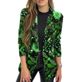 Dettaglio della trama a girasole e colletto a rever su una giacca blazer verde - S / Verde