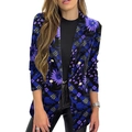 Dettaglio del blazer con stampa floreale vintage e bottoni dorati a doppio petto - S / Blu Reale