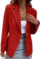 Chaqueta americana roja de mujer con cierre de un botón y solapas de muesca clásica - S / Rojo