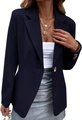 Detail of navy blue slim fit blazer featuring a single-breasted design and sharp notched lapels - Dark Blue