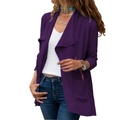 Cárdigan largo para mujer en color morado oscuro con mangas largas y solapas fluidas - S / Morado