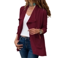 Trench-coat bordeaux à manches longues pour femmes avec poches plaquées et devant ouvert uni - Bordeaux