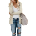 Women's apricot rib-knit cardigan with brown buttons and large pockets in a loose fit - S / Apricot