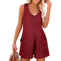 Combishort femme bordeaux en maille gaufrée avec boutons et deux poches plaquées - S / Bordeaux