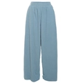 Pantaloni donna azzurri a vita alta in velluto a coste con gamba larga e comoda - S / Blu Nebbia