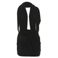 Schwarzes sexy Neckholder-Minikleid mit tiefem V-Ausschnitt und geflochtenen Details - S / Schwarz