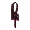 Sexy burgundy sequin bodycon dress with deep V-neck and halter neck design - S / Burgundy