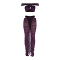 Sexy dunkelviolettes Samt-Zweiteiler-Set mit Bandeau-Top und Mesh-Patchwork-Maxirock - S / Lila