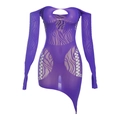 Sexy purple long sleeve bodycon dress with hollow out details and mesh texture - One Size / Purple