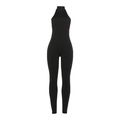 Tuta aderente nera con scollo all'americana e collo alto in tessuto elasticizzato - S / Nero