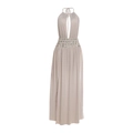 Robe longue dos nu beige chic avec décolleté en V profond et décoration de coquillages - S / Kaki