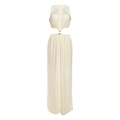 Elegante vestido maxi sin mangas crema con recorte en la cintura y detalle dorado - S / Beige
