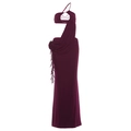 Sexy burgundy cutout midi dress with beaded flowers and side rose detail - S / Burgundy