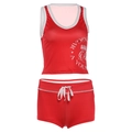 Conjunto deportivo rojo de dos piezas con top corto y pantalones cortos con cordón - S / Rojo