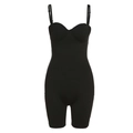Nauwsluitende zwarte rugloze bodysuit met verstelbare spaghettibandjes en halverwege de dij - S / Zwart
