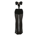 Conjunto negro de dos piezas con top de tubo y falda larga de encaje y estrella de mar - L / Negro