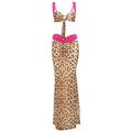 Dreiteiliges Set mit Leopardenmuster, Bikini-Oberteil und halbtransparentem Rock - XS / Leopardenmuster