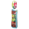 Tweeledige set met haltertop en maxi-rok met split en levendige tropische fruitprint - S / Kleurrijk