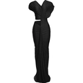 Elegantes schwarzes Bodycon-Maxikleid mit sexy Taillenausschnitt und hohem Schlitz-Design - S / Schwarz
