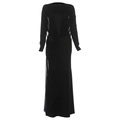 Slim fit black mesh maxi dress with deep V-neck and twist detail in front - S / Black