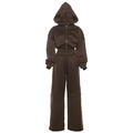 Set due pezzi marrone scuro da donna con felpa corta con cappuccio e pantaloni a gamba larga - S / Marrone