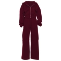 Completo casual bordeaux da donna con felpa con cappuccio e pantaloni sportivi larghi - S / Borgogna