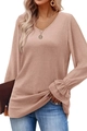 Detailed macro view of the flare cuff design on this pink long sleeve knit top - S / Beige