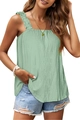 Detailed close-up of mint green smocked top with square neckline and ruffled straps - S / Green