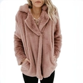 Elegante giacca in ecopelliccia rosa antico con collo a revers per donna - S / Fior di Pesco