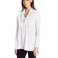 Top blanco puro para mujer con cuello drapeado y detalle elástico en la cintura - S / Blanco