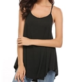 Women's plus size black spaghetti strap camisole top with an irregular curved hemline - S / Black