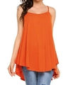 Relaxed fit orange sleeveless camisole top with thin straps and a high-low hemline - S / Orange