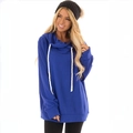 Sudadera azul real con capucha para mujer con cordón ajustable y cuello alto suave - S / Azul