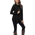 Detalle de blusa negra de cuello alto con dobladillo asimétrico único para mujer - S / Negro