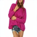 Detail of oversized fuchsia hoodie with drop shoulder design and irregular hem - S / Rose Red