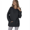 Oversized Damen Sweatshirt in Schwarz mit Rundhalsausschnitt und praktischer Kängurutasche - S / Schwarz
