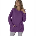 Übergroßer lila Langarm-Damenpullover mit überschnittenen Schultern und Fronttasche - S / Lila