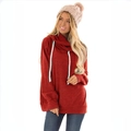 Sudadera de mujer con cuello desbocado en rojo oscuro y cordones trenzados bicolores - S / Burdeos