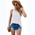 Camiseta de tirantes blanca para mujer con escote plisado y silueta informal de verano - S / Blanco